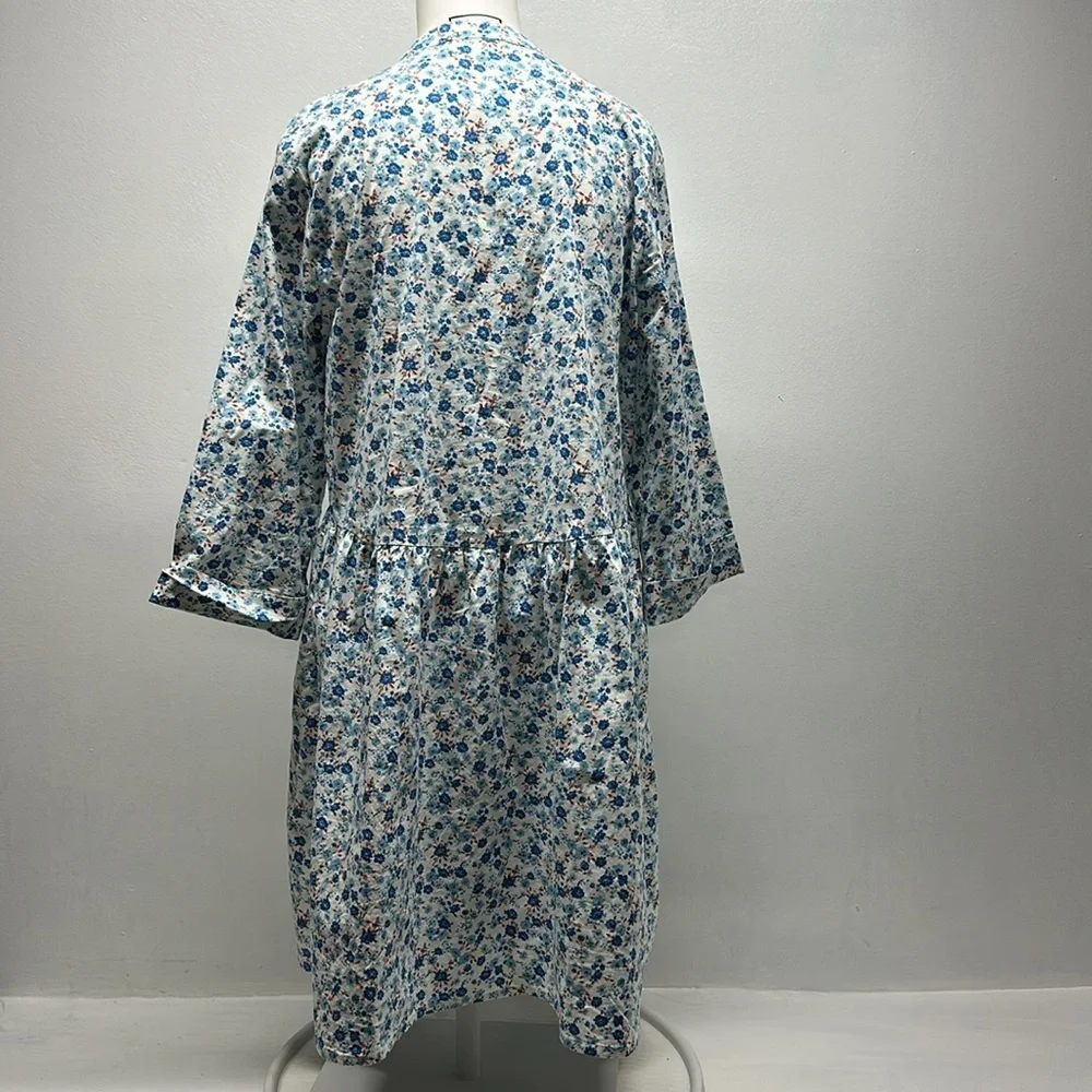 Tuckernuck Royal Shirt Dress Collared Bluebell Floral Ditsy Calico Blue Medium